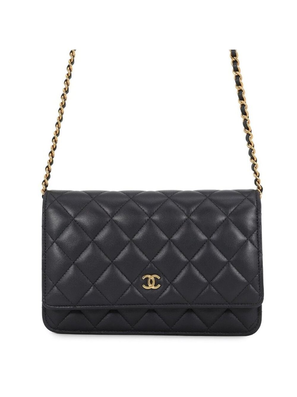 Chanel Chain Wallet Classic Quilted CC Logo Lambskin Black Shoulder Bag